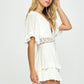 Flutter Sleeved Short Romper with Crochet Trim