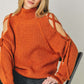 Solid Turtleneck Cutout Long Sleeve Sweater