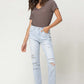 Super High Rise Distressed Crop Straight Jeans