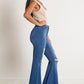 High Waisted Distressed Flare