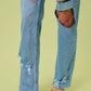 High Rise Distressed Wide Leg Jeans