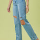 High Rise Distressed Wide Leg Jeans