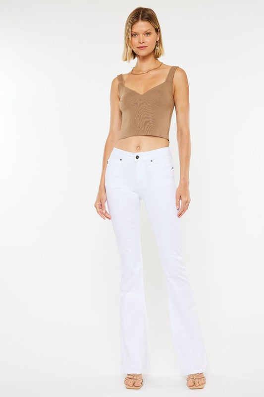 Mid Rise White Flare Jeans