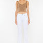 Mid Rise White Flare Jeans