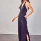 Deep V-Neck Wide Leg Jumpsuit