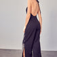 Deep V-Neck Wide Leg Jumpsuit