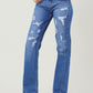 High Rise Distressed Straight Leg