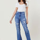 High Rise Distressed Straight Leg