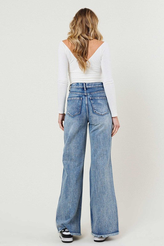 High Rise Wide Leg In Vintage Acid Wash