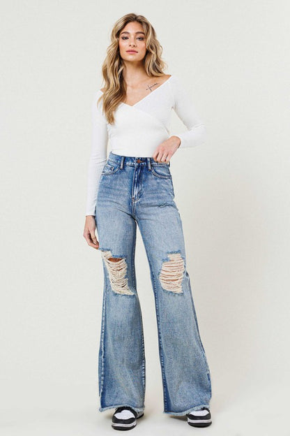 High Rise Wide Leg In Vintage Acid Wash