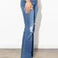 High Waisted Distressed Bootcut