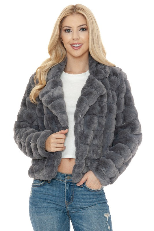 Women Faux Fur Cropped Jacket