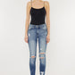 High Rise Fray Hem Ankle Skinny