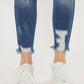 High Rise Fray Hem Ankle Skinny