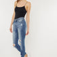 High Rise Fray Hem Ankle Skinny