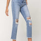 Super High Rise Distressed  Relaxed Straight