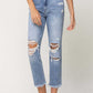 Super High Rise Distressed  Relaxed Straight