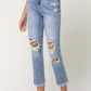 Super High Rise Distressed  Relaxed Straight