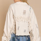 Fringe Distressed Crop Denim Jacket