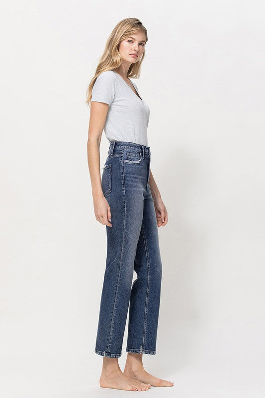 Distressed High Rise Cropped denim