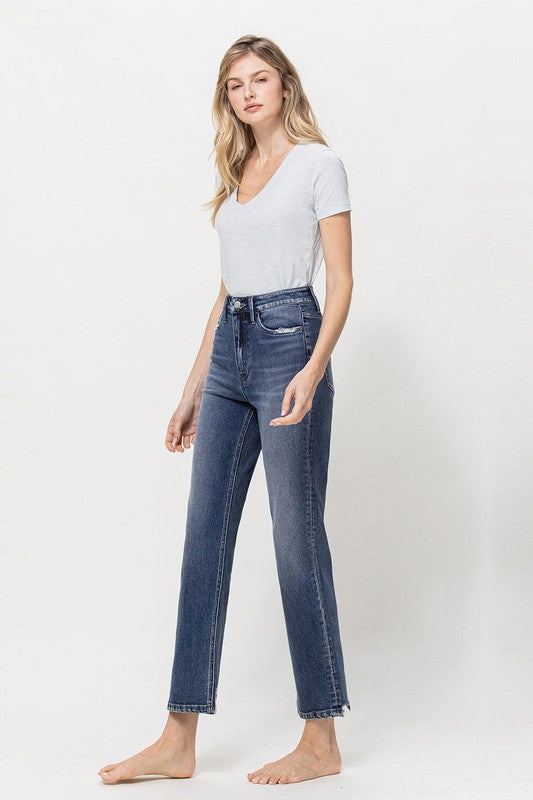 Distressed High Rise Cropped denim