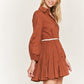 SOLID FLARE SHIRT DRESS