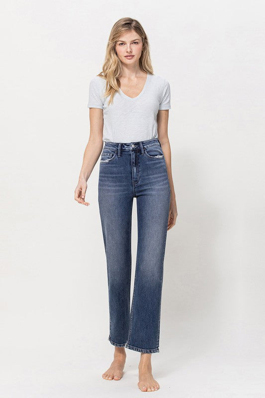 Distressed High Rise Cropped denim