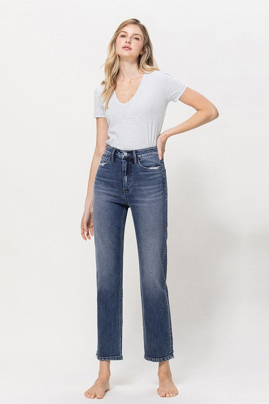 Distressed High Rise Cropped denim