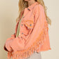 Fringe Distressed Crop Denim Jacket