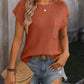 Pocketed Round Neck Cap Sleeve Sweater