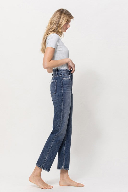 Distressed High Rise Cropped denim