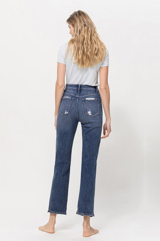 Distressed High Rise Cropped denim