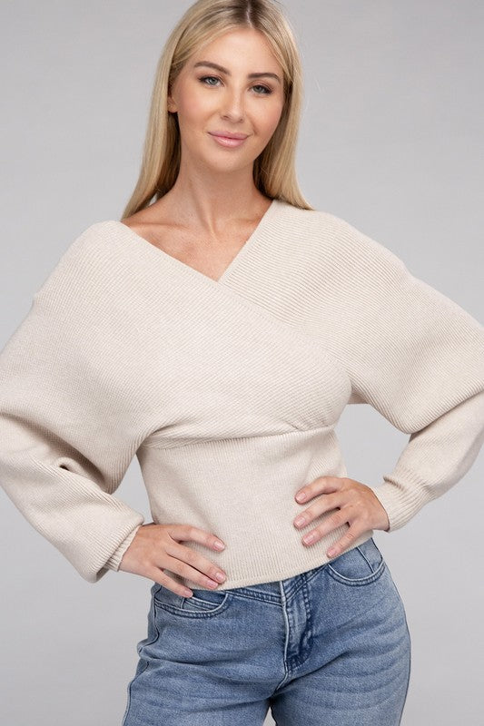 Cross Wrap Pullover Sweater