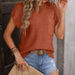 Pocketed Round Neck Cap Sleeve Sweater