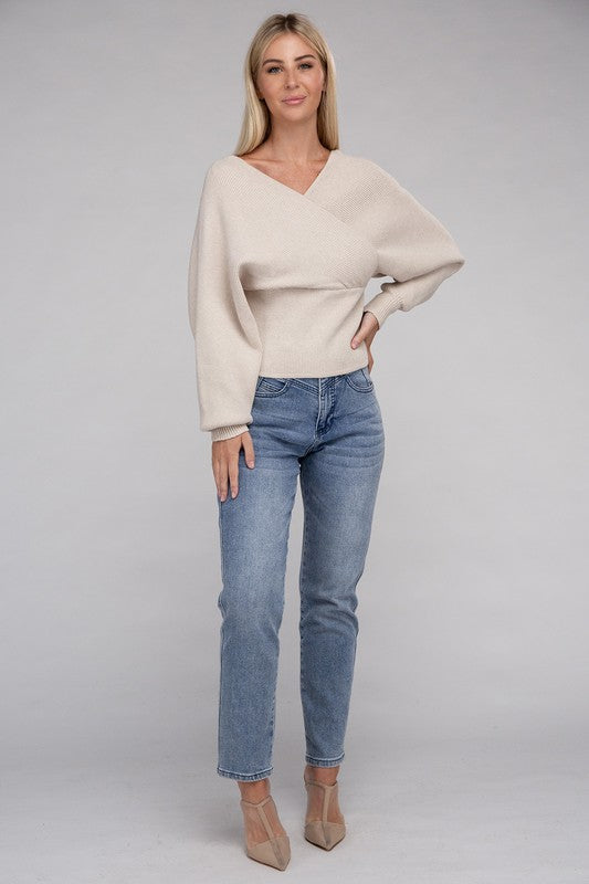 Cross Wrap Pullover Sweater