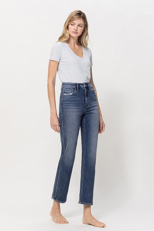 Distressed High Rise Cropped denim