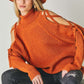 Solid Turtleneck Cutout Long Sleeve Sweater