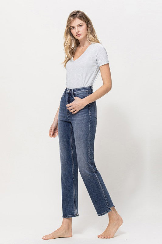 Distressed High Rise Cropped denim