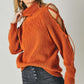 Solid Turtleneck Cutout Long Sleeve Sweater