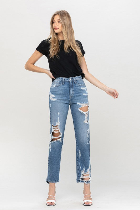 Woman in jeans and black shirt