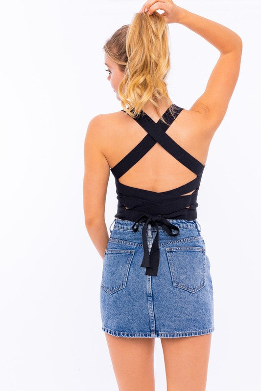 Criss-cross tie back cami