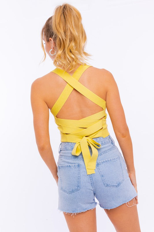 Criss-cross tie back cami