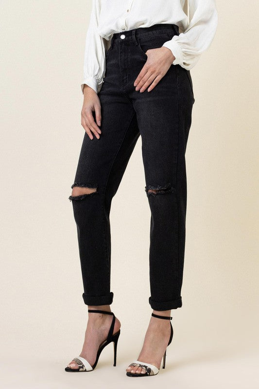 Woman in black jeans