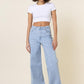 :Woman in wide fit jeans