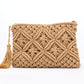 Khaki macrame clutch