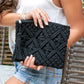 Black macrame clutch