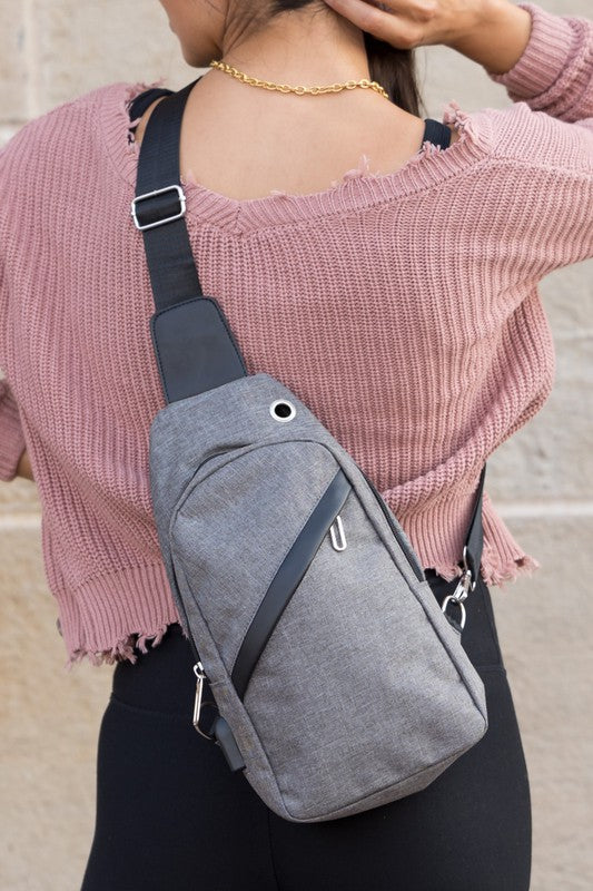 Gray crossbody bag