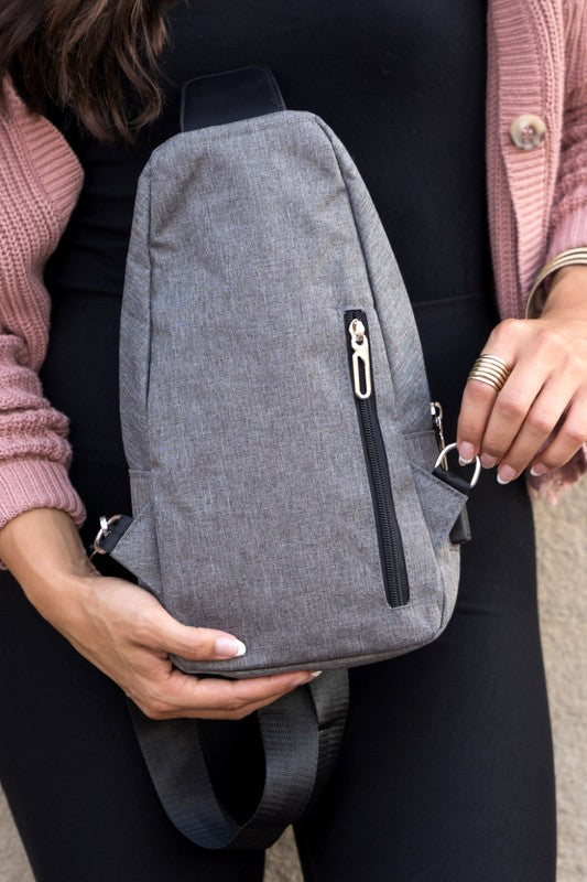 Gray crossbody bag