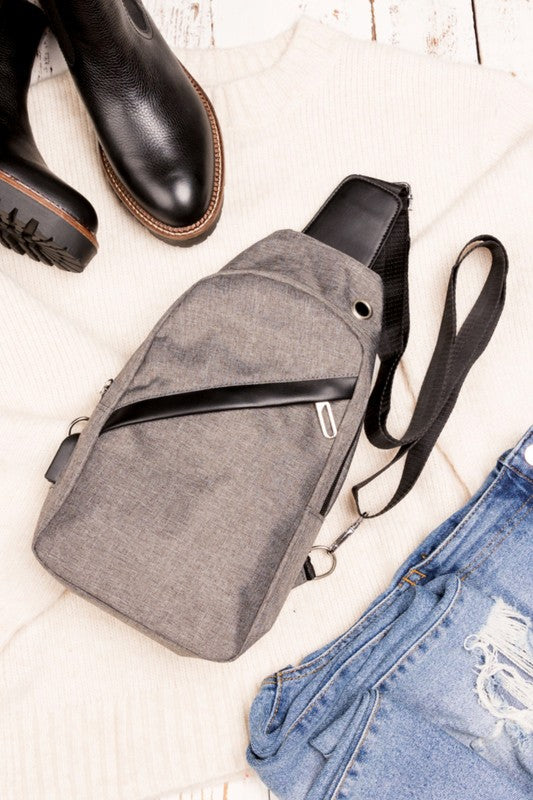 Gray crossbody bag