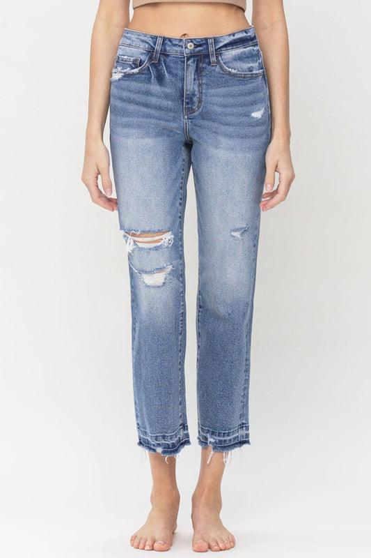 High Rise Crop Straight Jeans